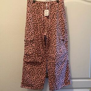 DAVI & DANI Wide Leg Leopard Print Pants Pink/Brown/Black 1X
